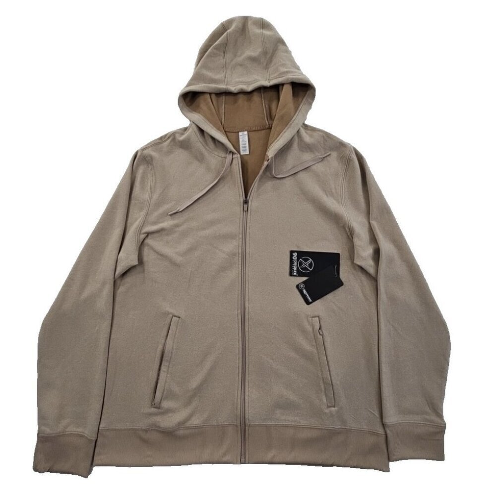 90 Degree‎ by Reflex Men's Fleece Lined Full Zip Hoodie Tan Size X-Large NWT
